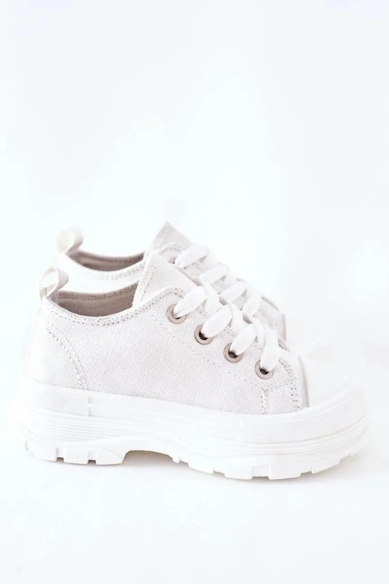 Chłopięce|Dziewczęce>Boto Dziecięce Trampki Na Platformie Białe Travel Time