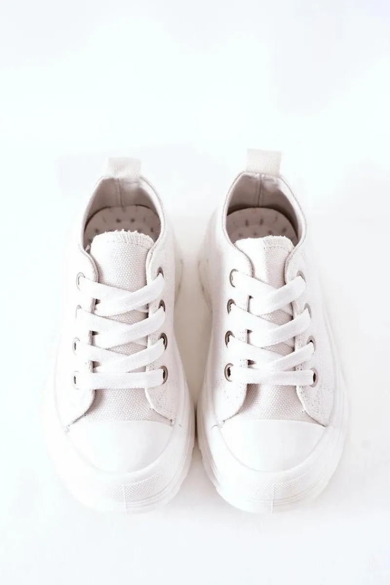 Chłopięce|Dziewczęce>Boto Dziecięce Trampki Na Platformie Białe Travel Time