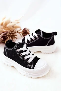 Chłopięce|Dziewczęce>Boto Dziecięce Trampki Na Platformie Czarno-Białe Travel Time