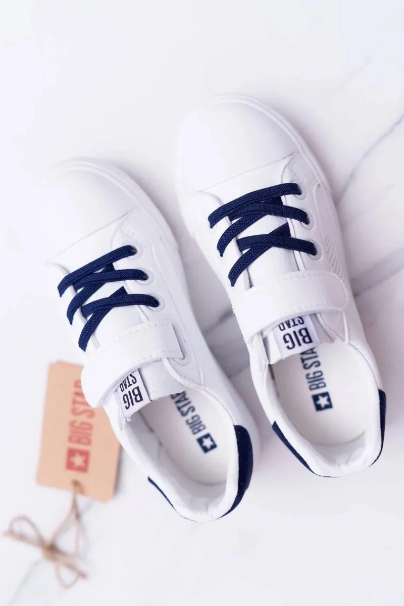 Chłopięce|Dziewczęce>Big Star Shoes Dziecięce Trampki Na Rzep Big Star DD374107 Biało-Granatowe