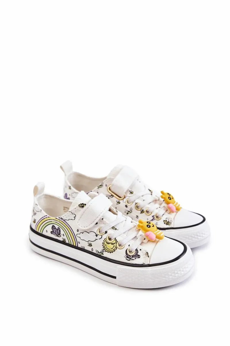 Clearance Buty damskie Vinceza Dziecięce Trampki Na Rzep Z Printem Białe Lace