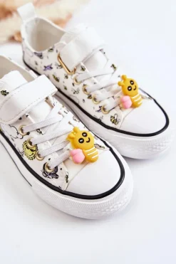 Clearance Buty damskie Vinceza Dziecięce Trampki Na Rzep Z Printem Białe Lace