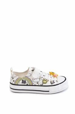 Clearance Buty damskie Vinceza Dziecięce Trampki Na Rzep Z Printem Białe Lace