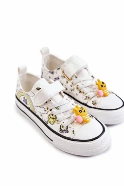 Clearance Buty damskie Vinceza Dziecięce Trampki Na Rzep Z Printem Białe Lace