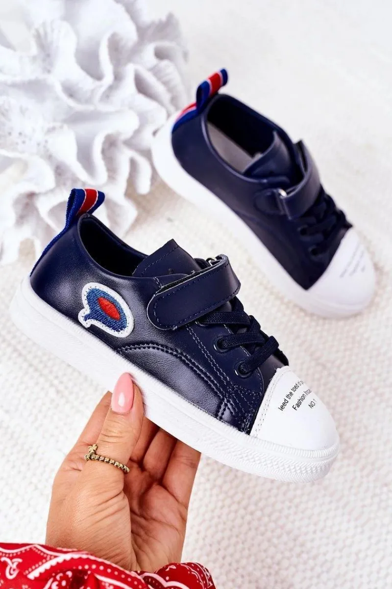 New Boto Dziecięce Trampki Na Rzep Granatowe Cartoon