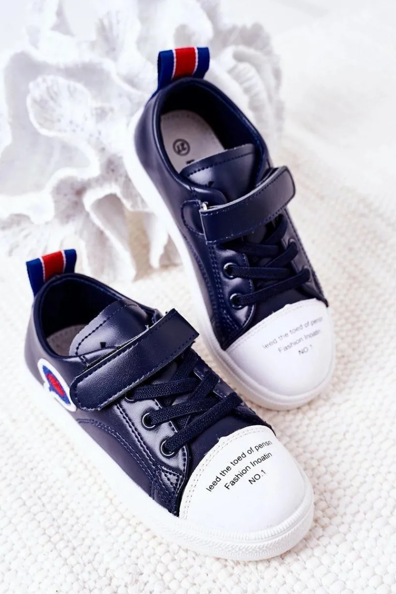 New Boto Dziecięce Trampki Na Rzep Granatowe Cartoon