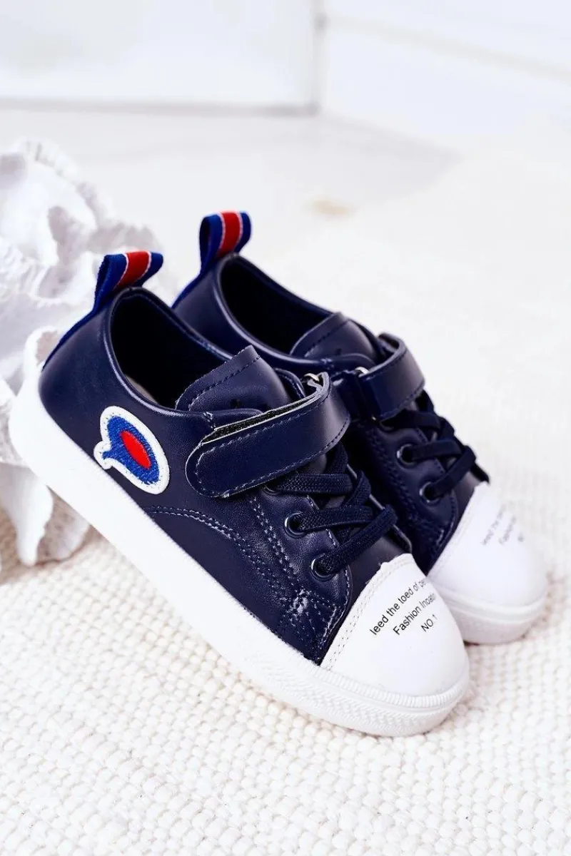 New Boto Dziecięce Trampki Na Rzep Granatowe Cartoon