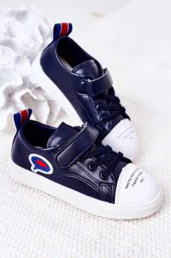 New Boto Dziecięce Trampki Na Rzep Granatowe Cartoon