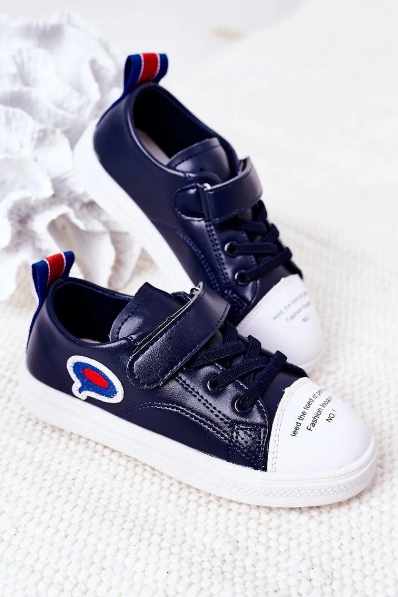 New Boto Dziecięce Trampki Na Rzep Granatowe Cartoon