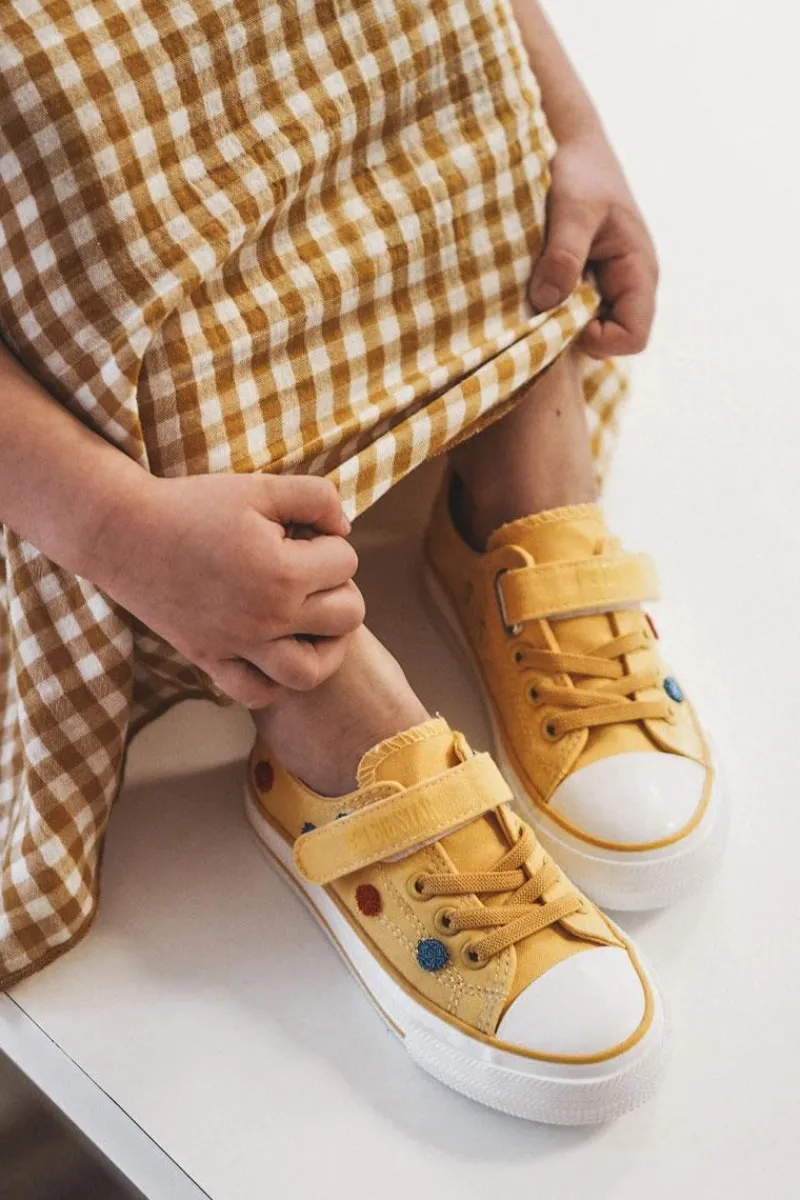 Online Dziecięce Trampki Na Rzep BIG STAR JJ374056 Żółte Dzieci Chłopięce|Dziewczęce