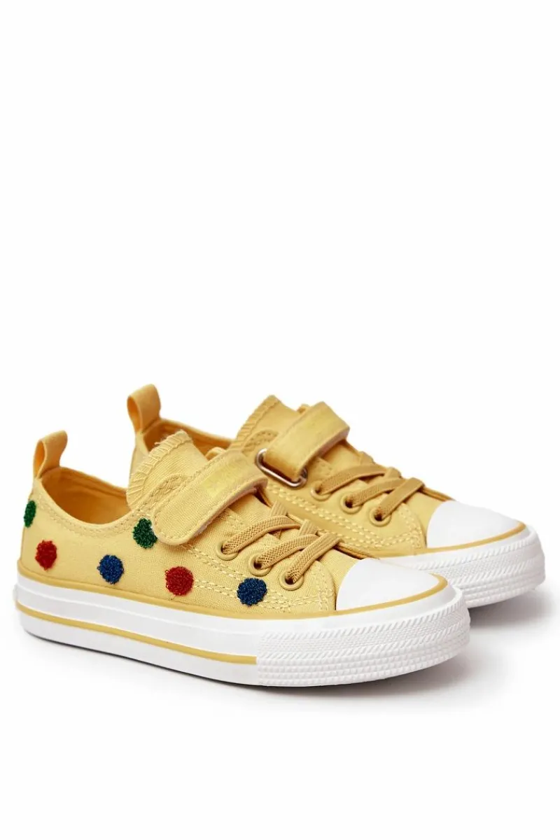 Online Dziecięce Trampki Na Rzep BIG STAR JJ374056 Żółte Dzieci Chłopięce|Dziewczęce