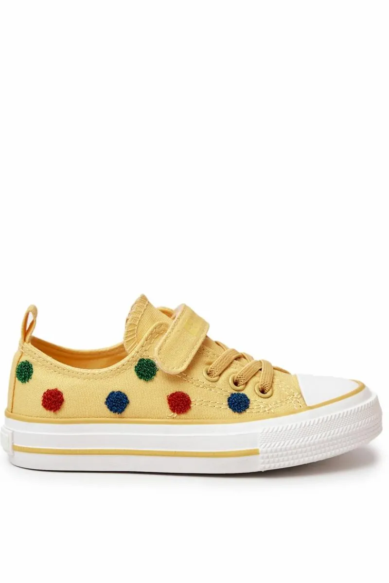 Online Dziecięce Trampki Na Rzep BIG STAR JJ374056 Żółte Dzieci Chłopięce|Dziewczęce