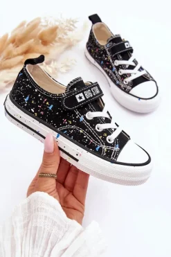 Clearance Big Star Shoes Dziecięce Trampki Na Rzep Big Star LL374063 Czarne