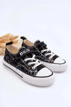 Clearance Big Star Shoes Dziecięce Trampki Na Rzep Big Star LL374063 Czarne