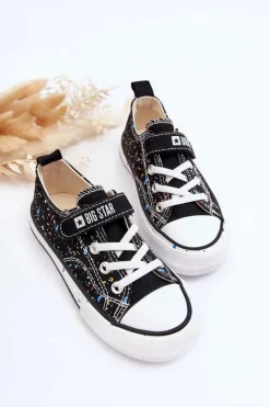 Clearance Big Star Shoes Dziecięce Trampki Na Rzep Big Star LL374063 Czarne