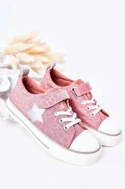 Discount Big Star Shoes Dziecięce Trampki Na Rzep BIG STAR HH374027 Różowe