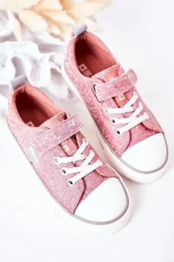 Discount Big Star Shoes Dziecięce Trampki Na Rzep BIG STAR HH374027 Różowe