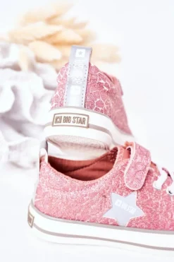 Discount Big Star Shoes Dziecięce Trampki Na Rzep BIG STAR HH374027 Różowe