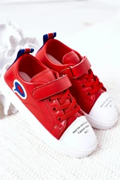 Chłopięce|Dziewczęce>Boto Dziecięce Trampki Na Rzep Czerwone Cartoon