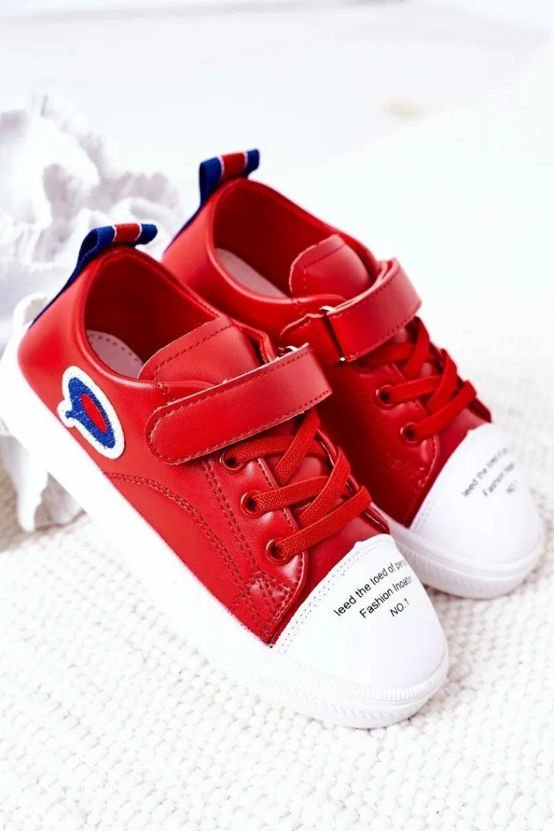 Chłopięce|Dziewczęce>Boto Dziecięce Trampki Na Rzep Czerwone Cartoon