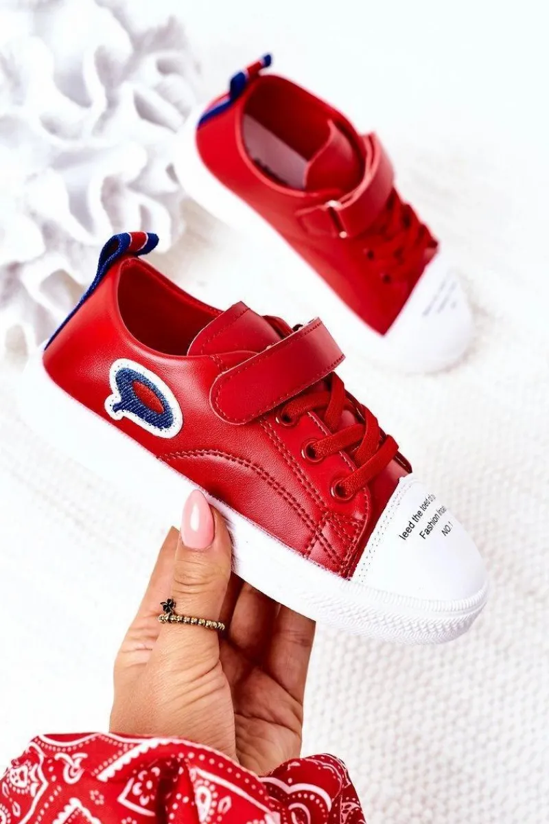 Chłopięce|Dziewczęce>Boto Dziecięce Trampki Na Rzep Czerwone Cartoon