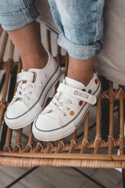 Best Dziecięce Trampki Na Rzep BIG STAR JJ374053 Białe Dzieci Chłopięce|Dziewczęce
