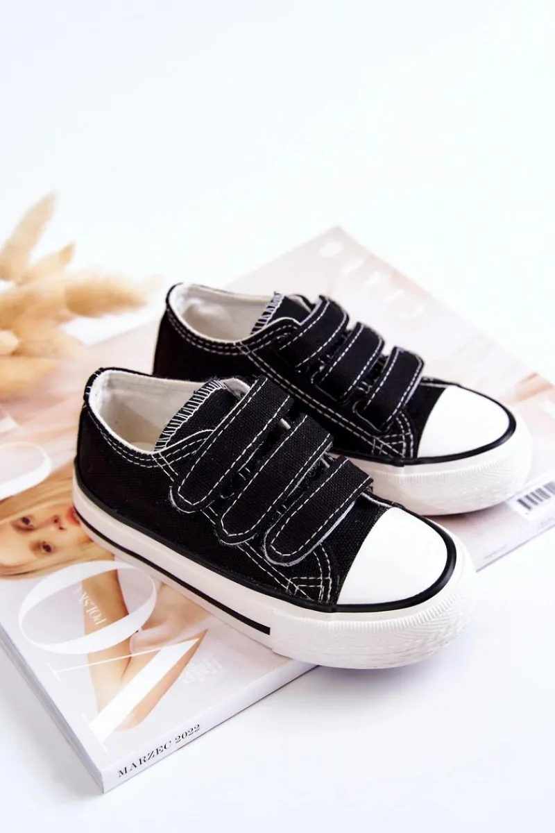 Outlet Boto Dziecięce Trampki Na Rzepy Czarne Bernie Czarny