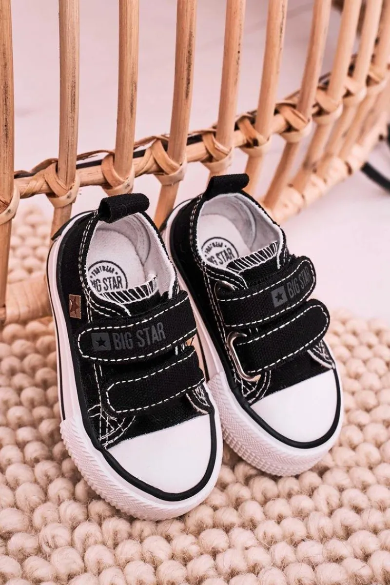 Chłopięce|Dziewczęce>Big Star Shoes Dziecięce Trampki Na Rzepy BIG STAR HH374096 Czarne