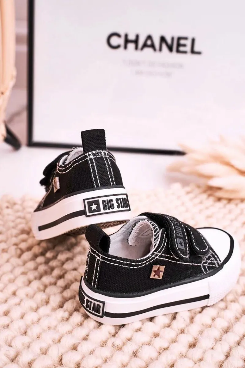 Chłopięce|Dziewczęce>Big Star Shoes Dziecięce Trampki Na Rzepy BIG STAR HH374096 Czarne