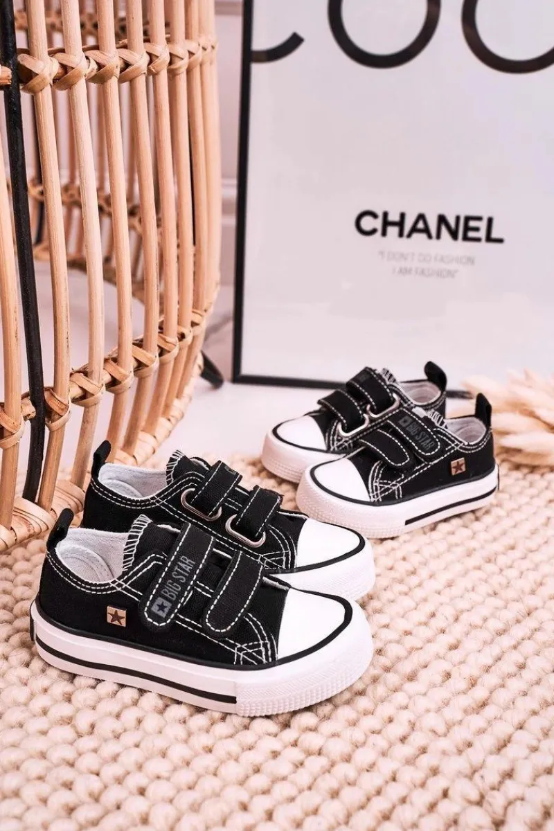 Chłopięce|Dziewczęce>Big Star Shoes Dziecięce Trampki Na Rzepy BIG STAR HH374096 Czarne