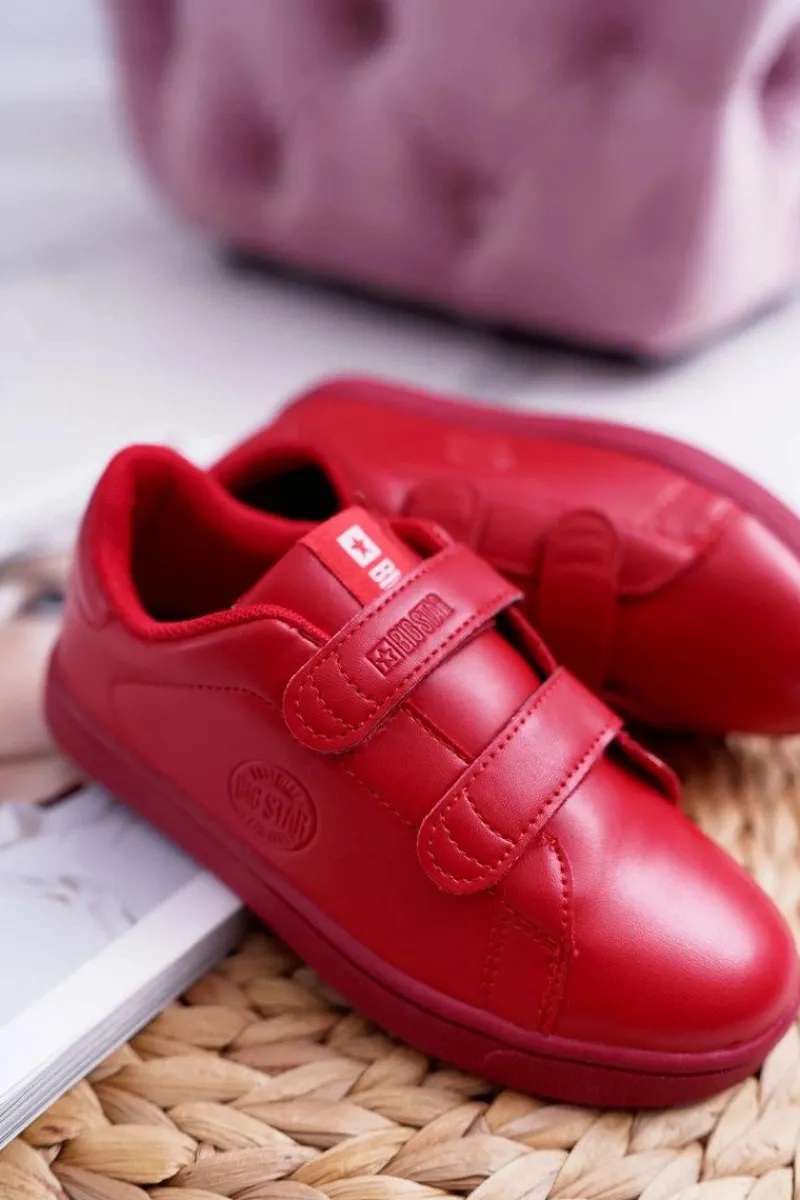 Chłopięce|Dziewczęce>Big Star Shoes Dziecięce Trampki Na Rzepy Big Star DD374030 Czerwone