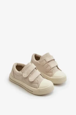 Online Big Star Shoes Dziecięce Trampki Na Rzepy Big Star NN374112 Beżowe