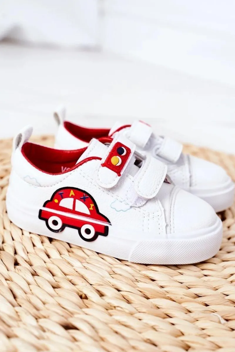 Chłopięce|Back To School>Boto Dziecięce Trampki Na Rzepy Biało-Czerwone Taxi