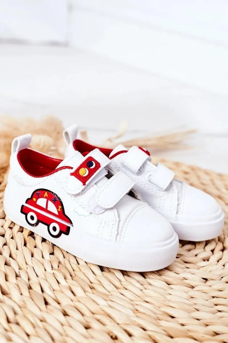 Chłopięce|Back To School>Boto Dziecięce Trampki Na Rzepy Biało-Czerwone Taxi