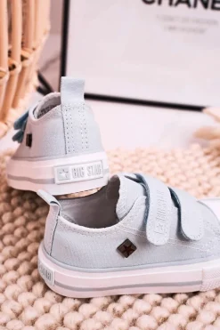 Hot Big Star Shoes Dziecięce Trampki Na Rzepy BIG STAR HH374100 Niebieskie