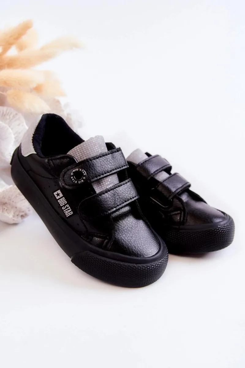 Chłopięce|Dziewczęce>Big Star Shoes Dziecięce Trampki Na Rzepy Big Star JJ374110 Czarno-Szare