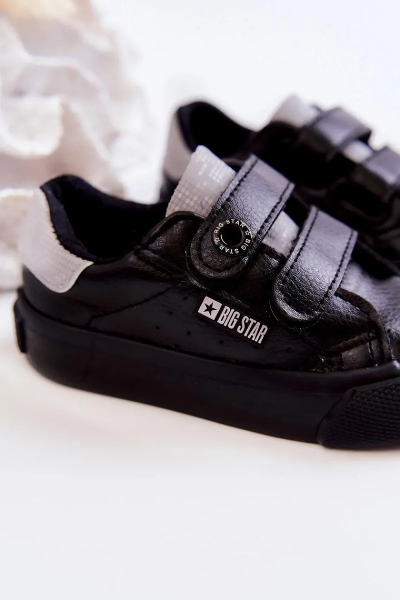 Chłopięce|Dziewczęce>Big Star Shoes Dziecięce Trampki Na Rzepy Big Star JJ374110 Czarno-Szare