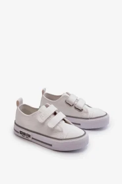 Chłopięce|Dziewczęce></noscript>Big Star Shoes Dziecięce Trampki Na Rzepy Big Star LL374016 Białe