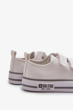 Chłopięce|Dziewczęce></noscript>Big Star Shoes Dziecięce Trampki Na Rzepy Big Star LL374016 Białe