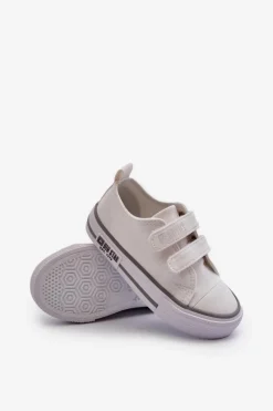 Chłopięce|Dziewczęce></noscript>Big Star Shoes Dziecięce Trampki Na Rzepy Big Star LL374016 Białe