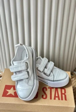 Chłopięce|Dziewczęce></noscript>Big Star Shoes Dziecięce Trampki Na Rzepy Big Star LL374016 Białe