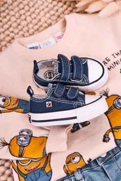 Chłopięce|Dziewczęce>Big Star Shoes Dziecięce Trampki Na Rzepy BIG STAR HH374201 Granatowe Niebieski