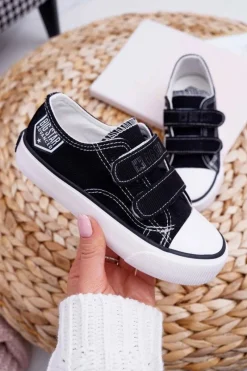 Outlet Big Star Shoes Dziecięce Trampki Na Rzepy Big Star FF374062 Czarne