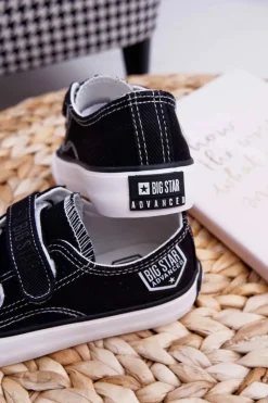 Outlet Big Star Shoes Dziecięce Trampki Na Rzepy Big Star FF374062 Czarne