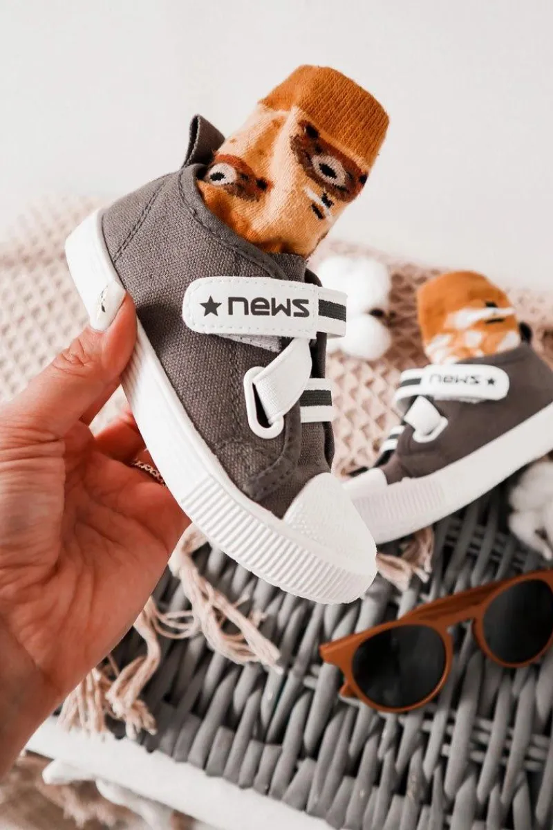 Chłopięce>Evento Dziecięce Trampki Na Rzepy Szare News