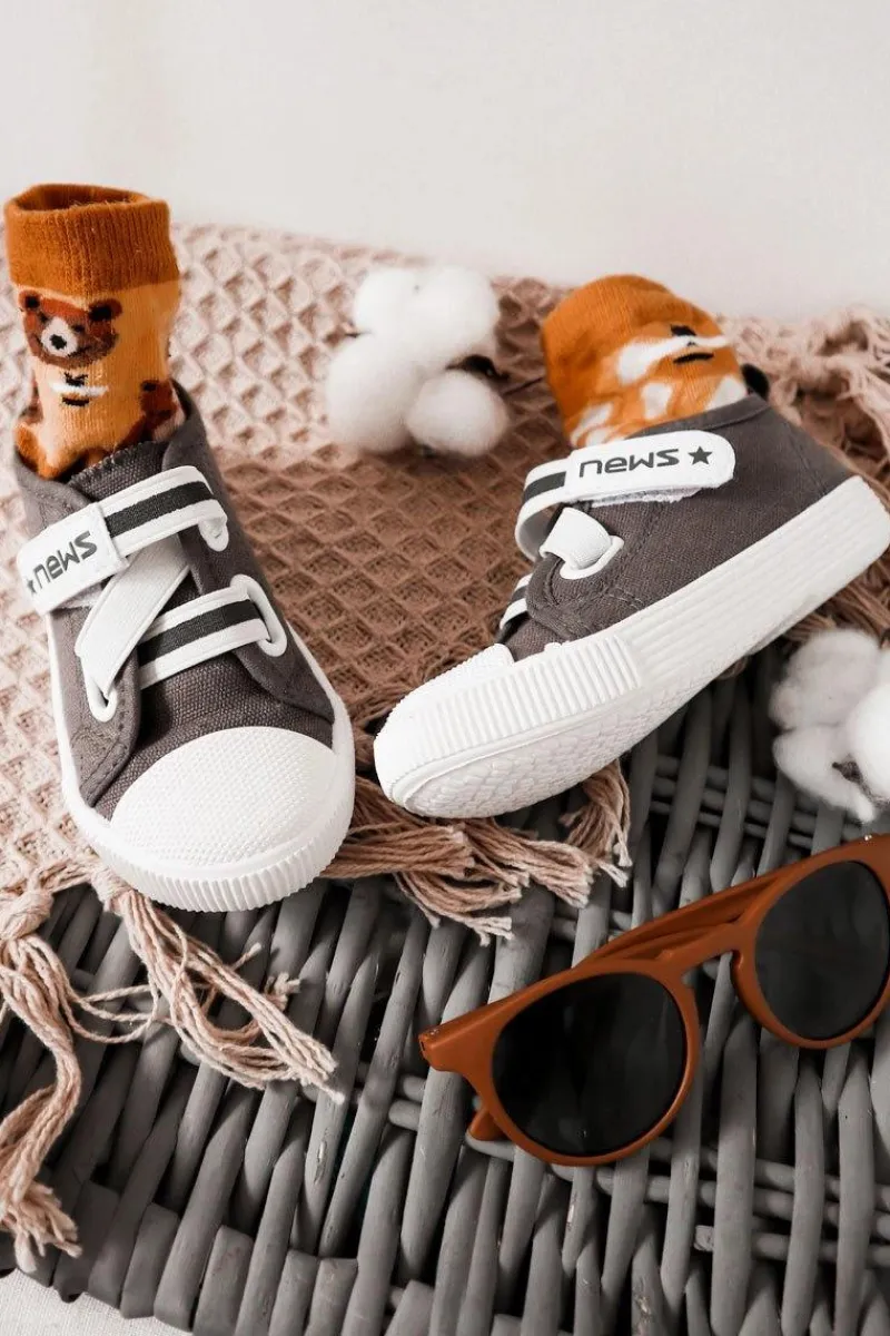 Chłopięce>Evento Dziecięce Trampki Na Rzepy Szare News