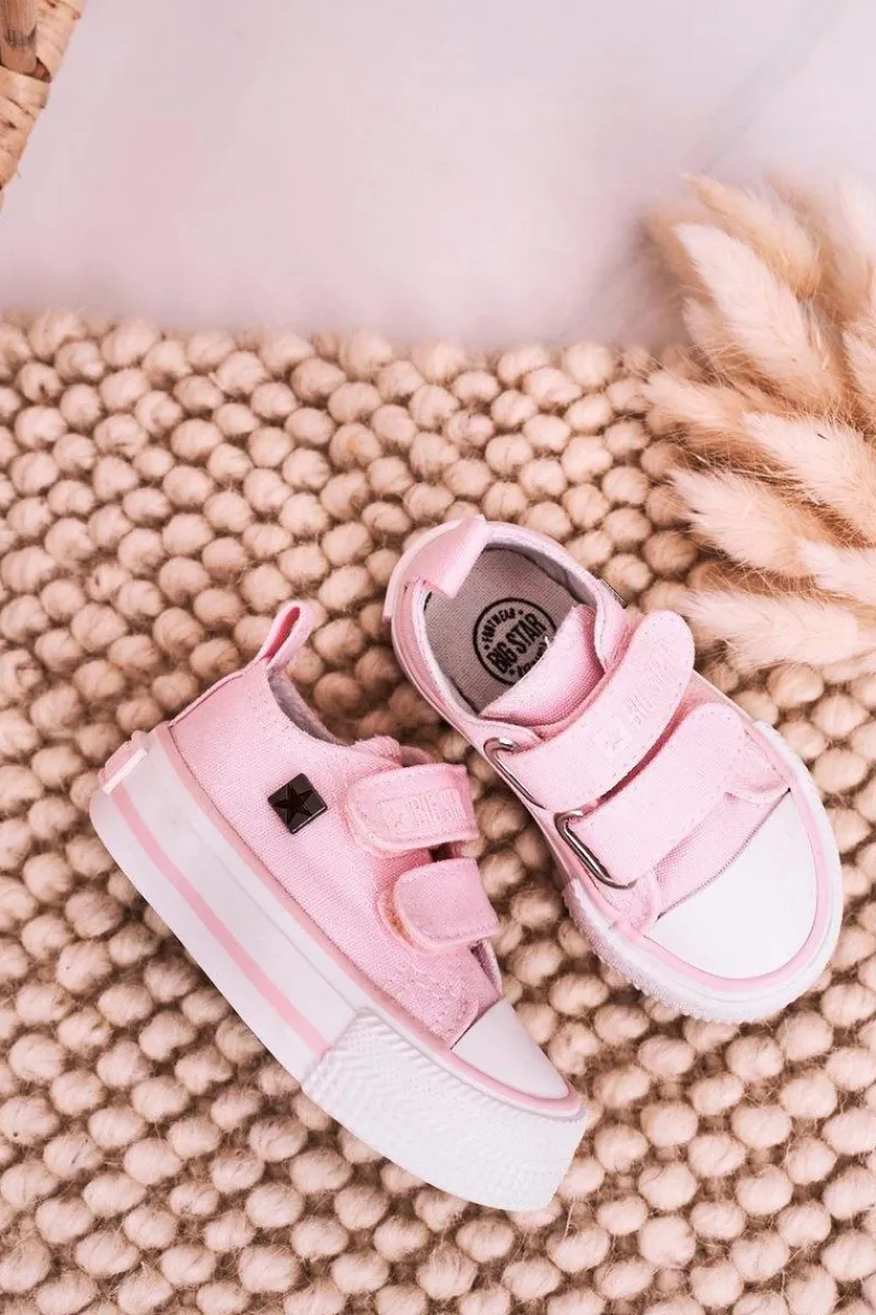 Hot Dziecięce Trampki Na Rzepy BIG STAR HH374203 Różowe Dzieci Chłopięce|Dziewczęce