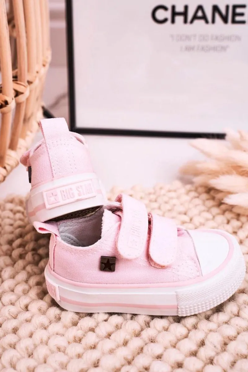 Hot Dziecięce Trampki Na Rzepy BIG STAR HH374203 Różowe Dzieci Chłopięce|Dziewczęce