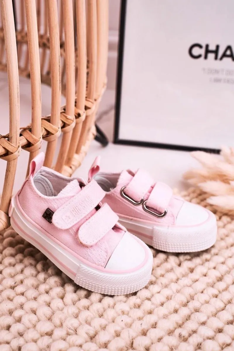 Hot Dziecięce Trampki Na Rzepy BIG STAR HH374203 Różowe Dzieci Chłopięce|Dziewczęce