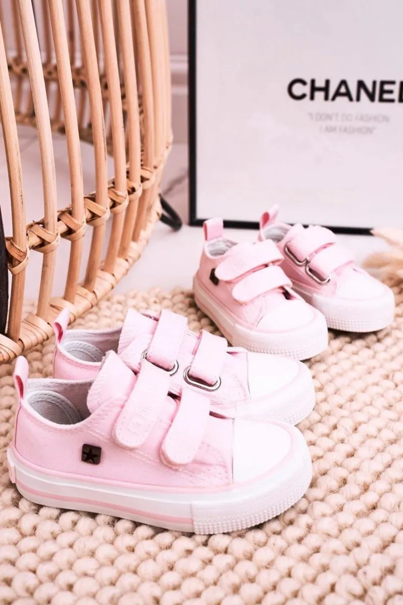 Hot Dziecięce Trampki Na Rzepy BIG STAR HH374203 Różowe Dzieci Chłopięce|Dziewczęce